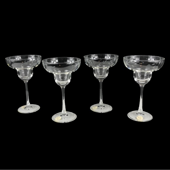 Princess House Dining Princess House Heritage Crystal Floral Etched Margarita Glasses Set Of